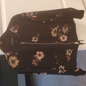 Black floral bomber jacket